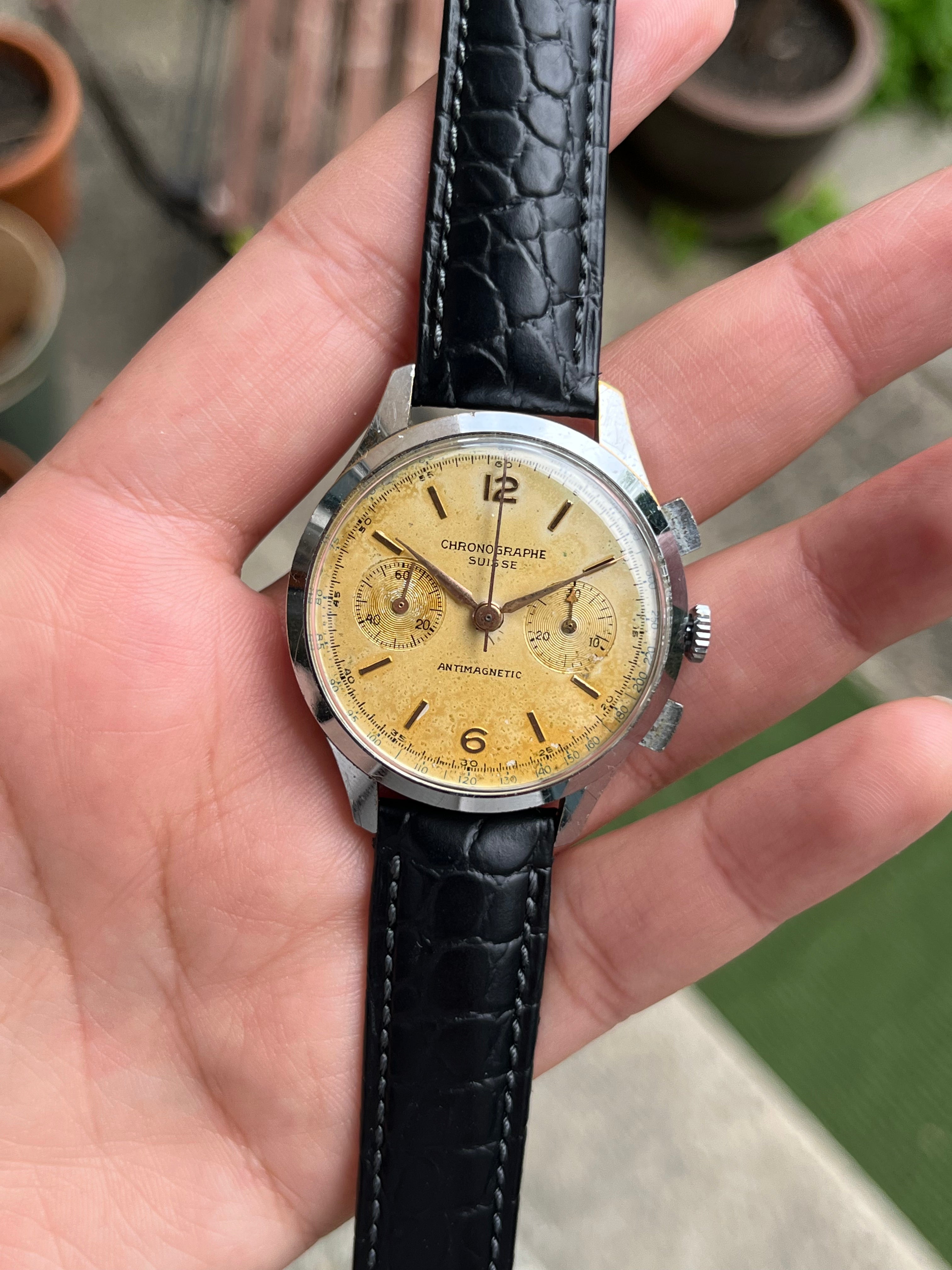 Chronograph Suisse - 1950's Chronograph with Patina dial – Coppet